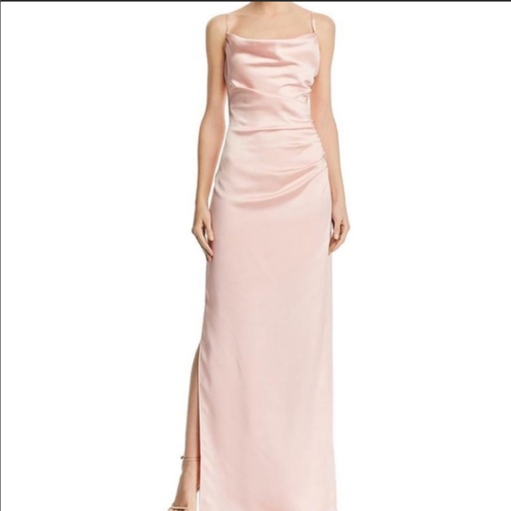 New Laundry by Shelli Segal Ruched Satin Gown Pink Sz 14 $228